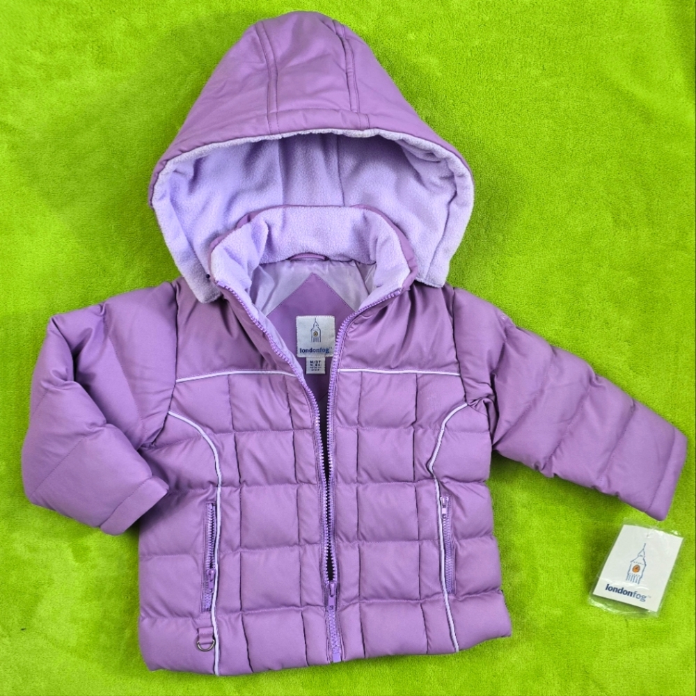 NWT 3T Girls Jacket Warm Purple Londonfog removable hood